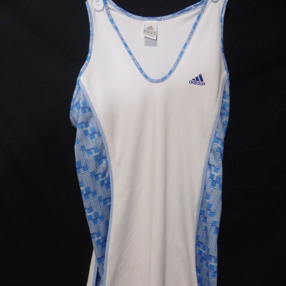 adidas 1 piece tennis dress, white & blue, medium